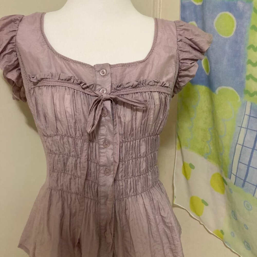 XXI Cinched Waist Silk/Cotton Powdered Rose Top